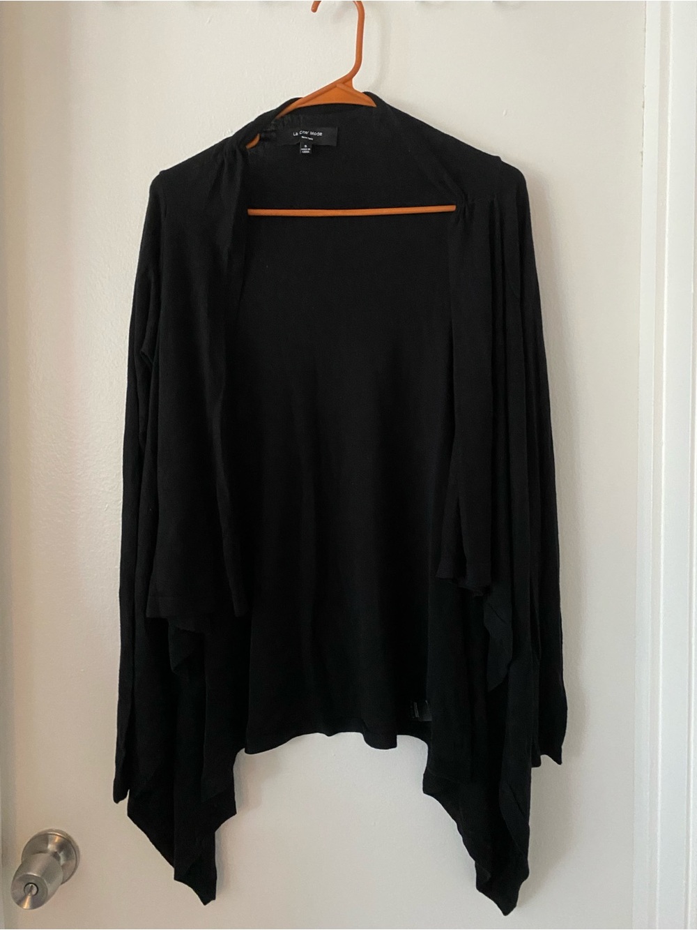 Lightweight Black Draped Open-Front Cardigan - Women